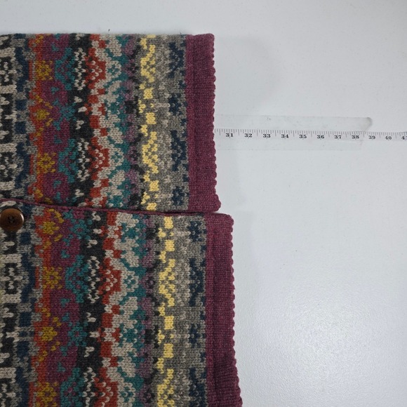 Sundance Womens Lambswool Hooded Fair Isle Long Cardigan Sweater Burgundy Small - Picture 4 of 7